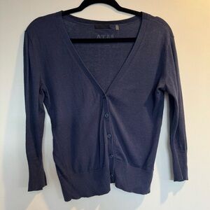 ATM Blue Cardigan Sweater Size Small